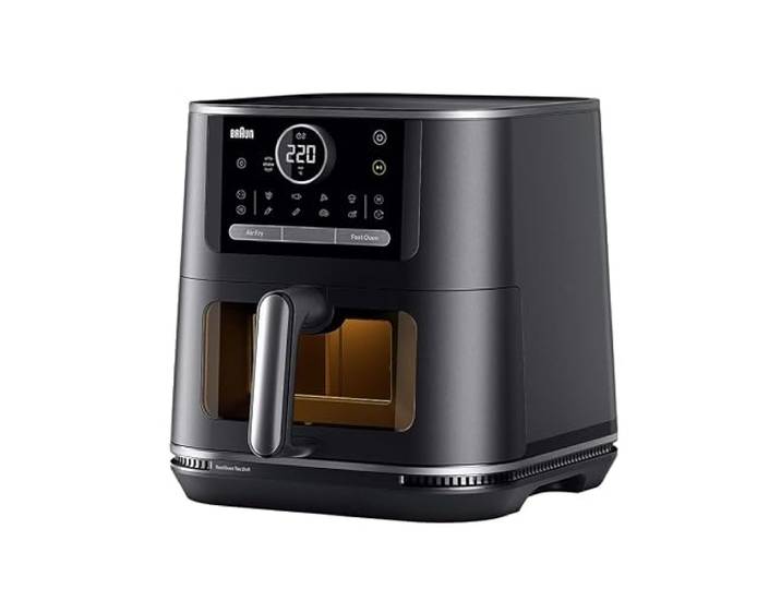 Braun MultiFry 7 - Heißluftritteusen, 8L, 20 Kochprogramme, 1.900W, Schwarz Heißluftfritteuse, Sichtfenster, 8 L Fassungsvermögen, Temperaturen 80–220°C, PFAS-freie Garkorb-Beschichtung, HF 7056 BK