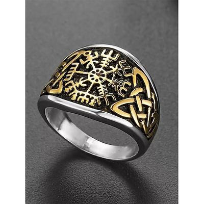 Wikinger-Runenring für Herren – von der nordischen Mythologie inspirierter Edelstahlring mit antiken Symbolgravuren, perfekt für Liebhaber des nordischen Stils und spirituellen Schmucks