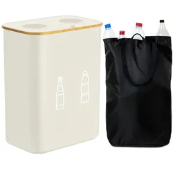 Relaxdays Pfandflaschen Sammelbehälter 160l Beige,Weiß,Hellbraun