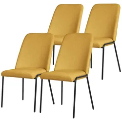 ML-Design Esszimmerstühle 4er-Set Senfgelb, gepolstert, Polyesterbezug, Metallbeine, mit Rückenlehne – Küchen-/Wohnzimmerstuhl