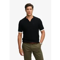 Superdry für Herren. M1110459A Polo Johnny Kragen Gestrickt schwarz (M), Lässig, Baumwolle, Kurzarm