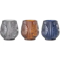 Bloomingville Kerzenglas 3er Set Hinda, Ø7 x H7.5cm, 3er Set, diverse