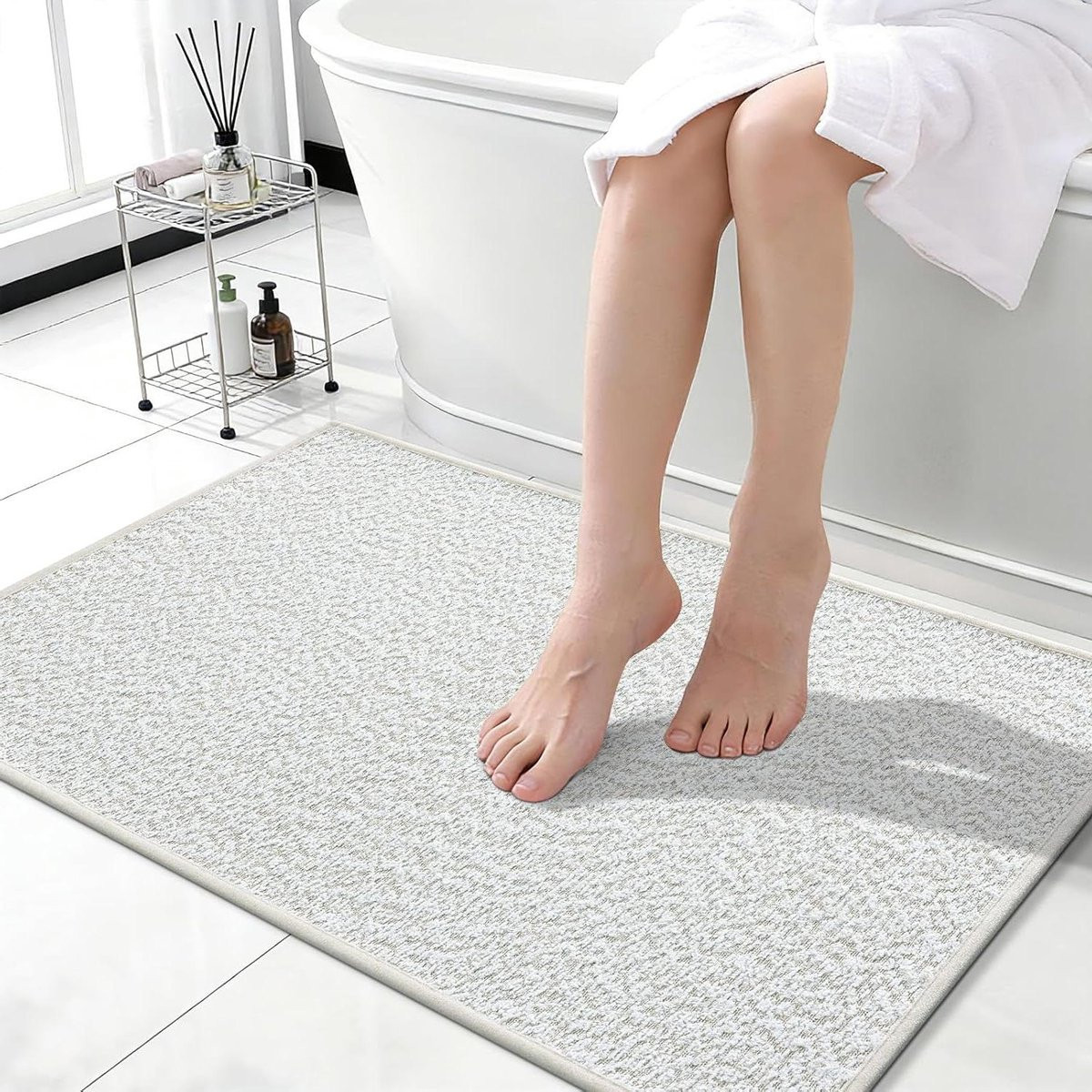 Lichtgrijs Dun Badkamertapijt - Sneldrogend en Absorberend Antislip Mat - 60 x 90 cm