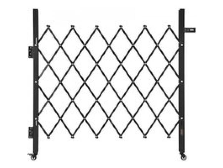 VEVOR Sicherheitstor (Einzel) abschließbares klappbares Scherentor mit 360°-Lenkrollen, einziehbare Stahltore Outdoor, für Eingangssicherheit Garage Lager, Falttor 110 x 131 cm (B x H) schwarz