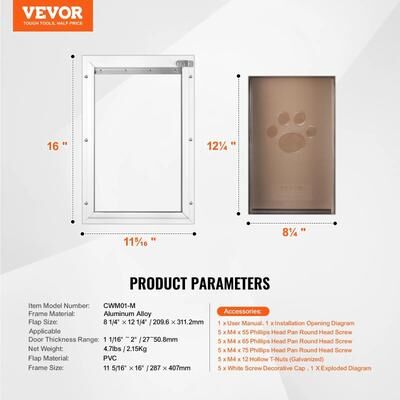 Inspired Finds Weatherproof Aluminum Dog Door With Locking Flap For Interior & Exterior Doors m