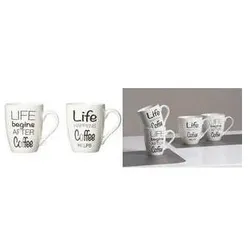 Ritzenhoff & Breker, Tasse, Kaffeebecher LIFE SPRÜCHE, 310 ml aus Porzellan, spülmaschinengeeignet, 2 Motive sortiert (310 ml)