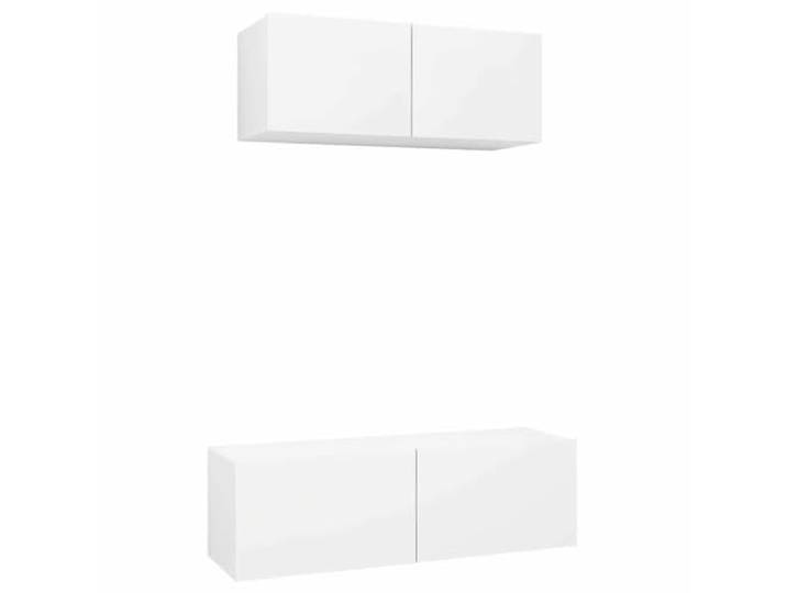 hliofuir 2-tlg. TV-Schrank-Set Hängend, Wand Lowboard Weiß Platzsparende Wandmontage für Wohnzimmer oder Schlafzimmer schafft Bodenfreiheit und geordnete Aufbewahrung.