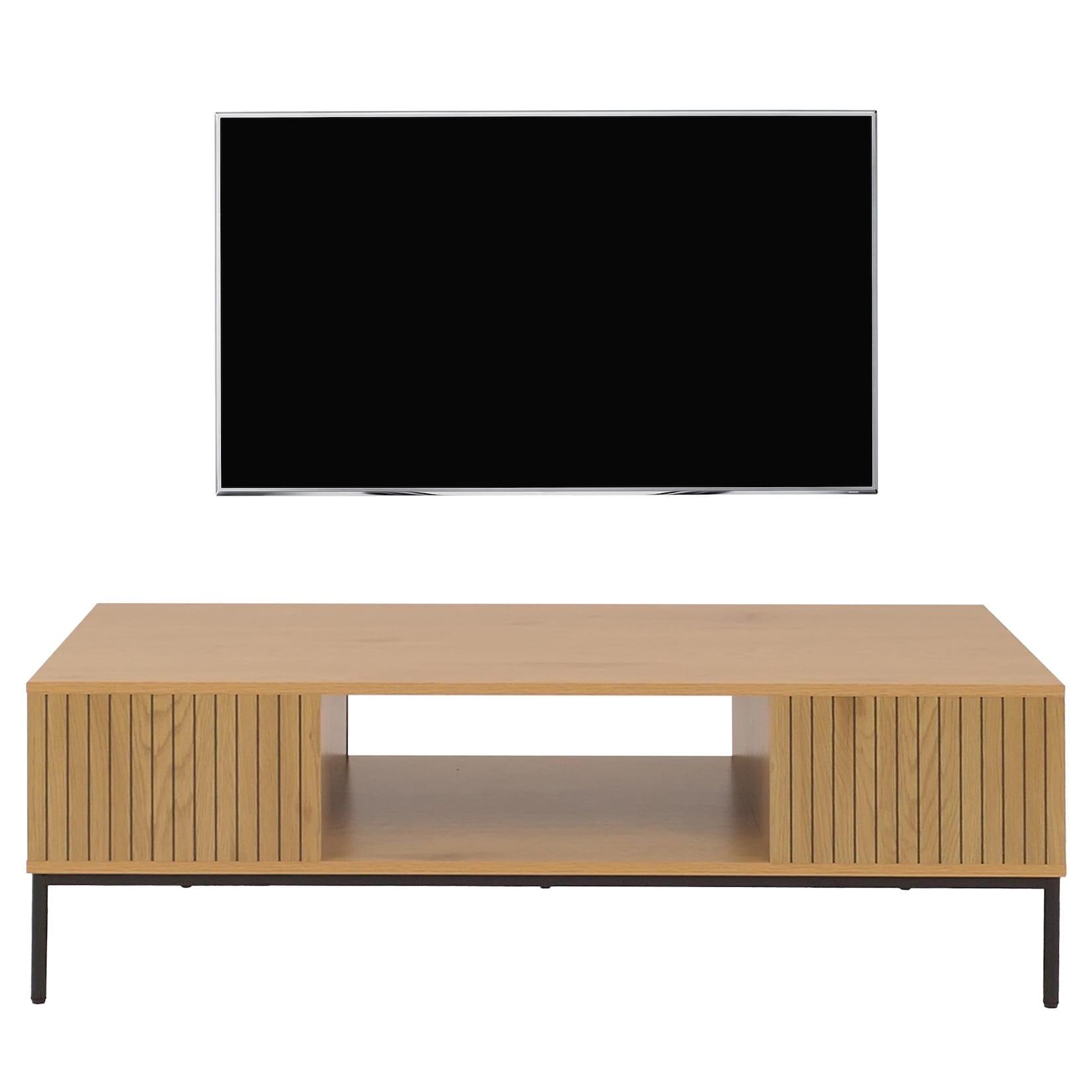 TV-Rack MCW-O39, TV-Board Fernsehtisch Lowboard TV-Schrank Ablage, Melamin MDF 39x120x60cm ~ natur