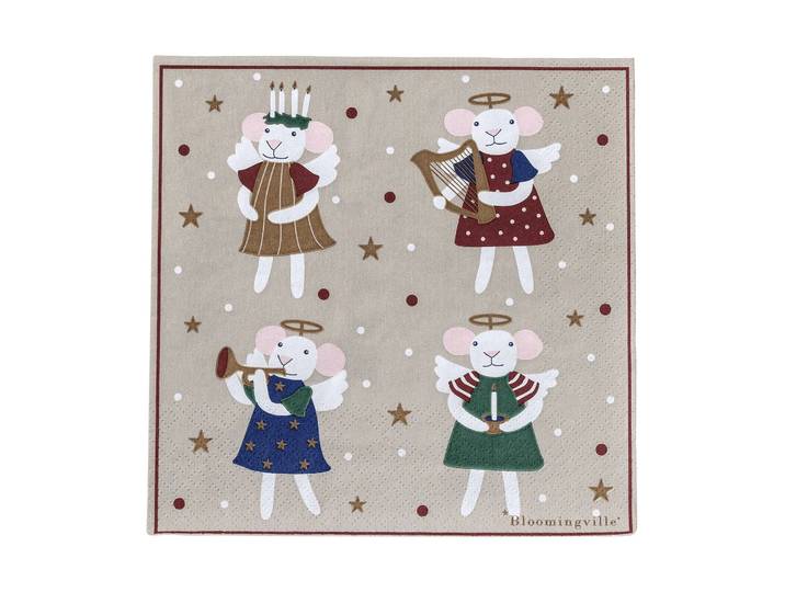 Bloomingville Peo serviette en papier Multicolore, 33x33 cm