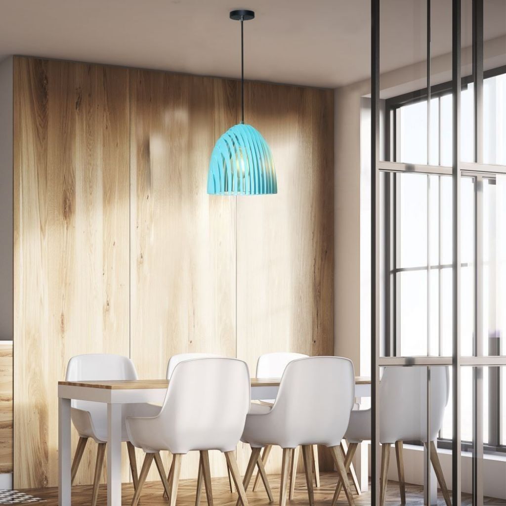 V-Tac Vt-7255-B Lampadario A Campana Prismatica Led In Metallo Portalampada E27 (Max 60w) Blu