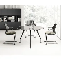Glas Besprechungstisch rund 120 cm Lewo 4