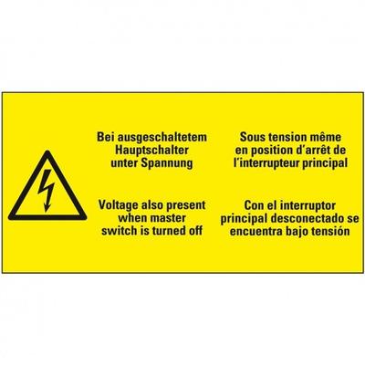 Aufkleber I Warn-Kombischild Bei ausgeschalt.Hauptschalter unter..., praxisbewährt, Folie, 100x50mm