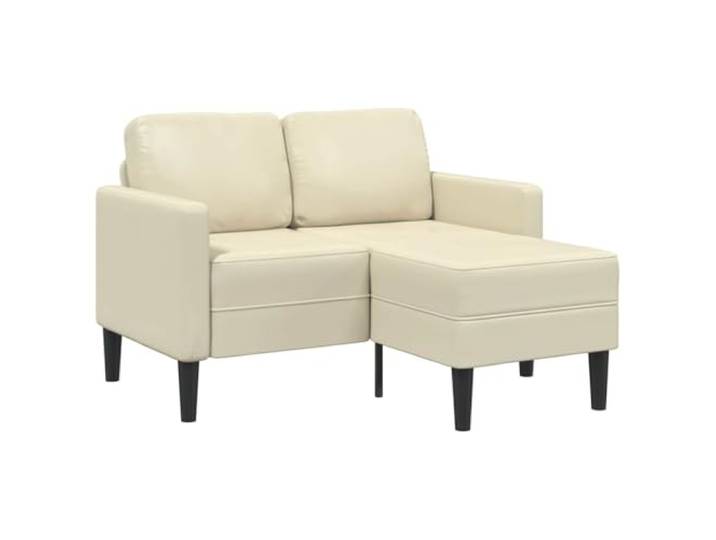 2 Sitzer Sofa Couch mit Chaiselongue L Form Creme 125 cm Kunstleder