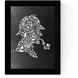 POSTER Schwarz-Weiß – Sherlock Holmes A3 Schwarzer Rahmen