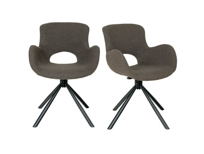 Chaise pivotante 360° en tissu taupe (x2)