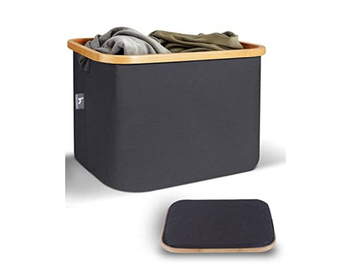 Panier a Linge Boite Rangement en Tissu Sans Couvercle 40L Utile Etagère Paniers Kallax - Corbeille a Linge Enfant Paniers Dressing Panier Cadre Bambou Boîte Casier Cube de Rangement Jouets Pliable
