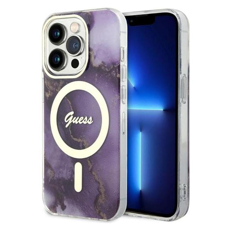 Guess GUHMP14LHTMRSU iPhone 14 Pro 6.1" purple/purple hardcase Golden Marble MagSafe (Apple iPhone 14 Pro) (GUE002779-0)
