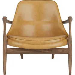 Elizabeth Lounge Sessel, Nussbaum, gepolstert, Cognac Leder