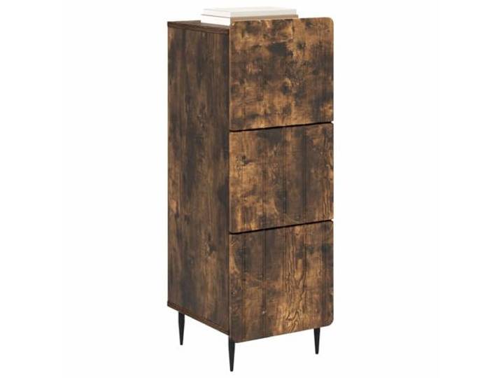 KTHLBRH Schrank Schubladen Eiche Rauchgrau 33 x 34,5 x 92 cm Modernes Design, abgerundete Kanten, Streifenmuster, für Wohnzimmer