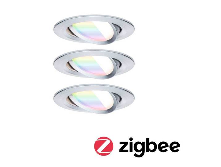 Nova Coin Smart Einbaulampe alu Ø 8,4 cm RGBW 3er - Paulmann - Wohnzimmer - Aluminium