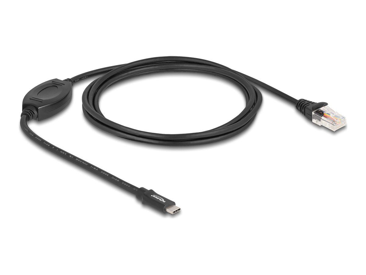 Delock Kabel USB 2.0 Type-C Stecker zu 1 x Seriell RS-232 RJ45 Stecker 1,8 m schwarz 64305