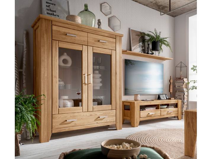 Highboard in Wildeiche massiv - Modell LOFT – Montierte Lieferung – 3%-Vorkasse-Rabatt