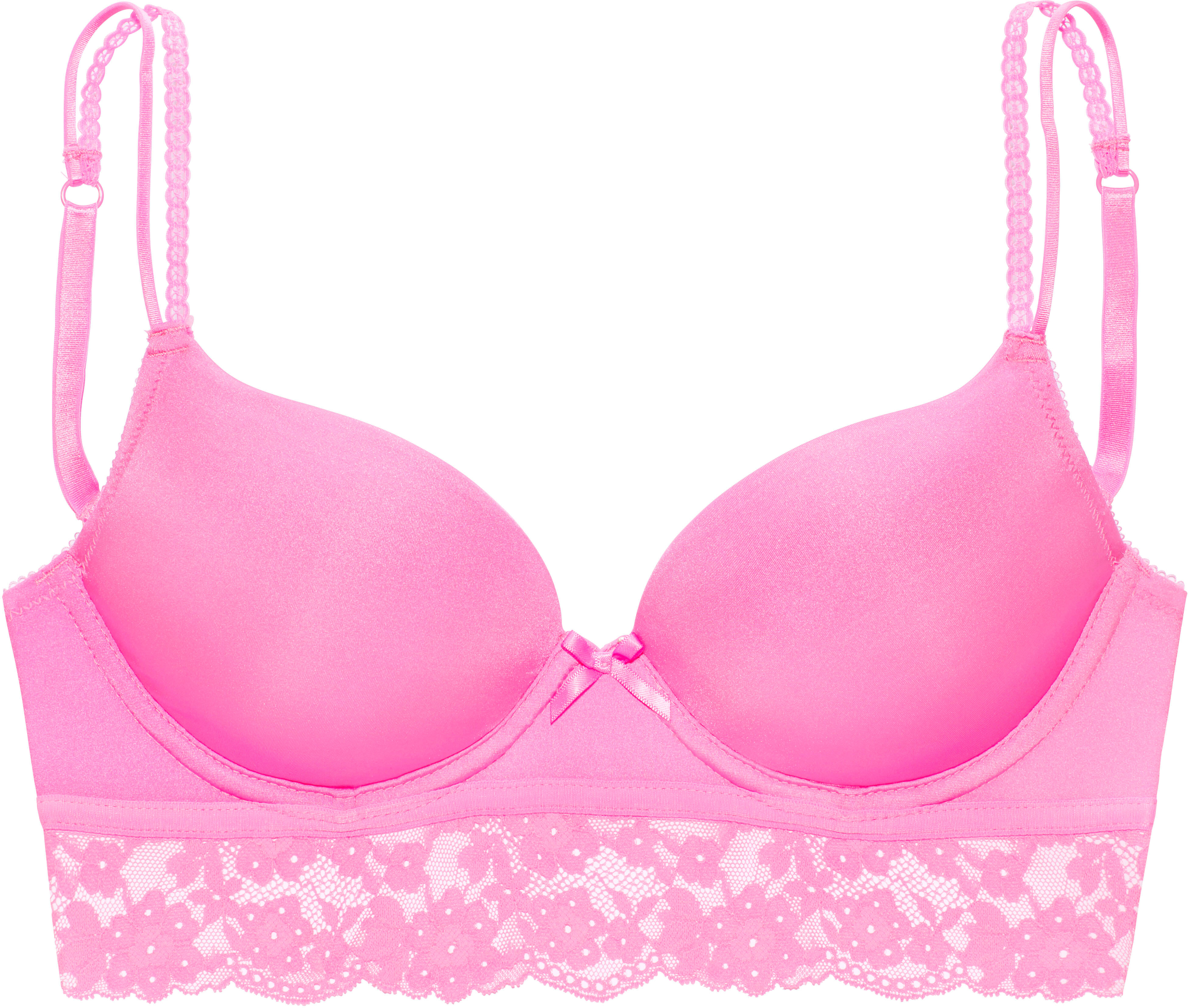 Push-up-BH VIVANCE "Anisa", Damen, Gr. 75, Cup C, pink, Microtouch, Obermaterial: 60% Polyamid, 35% Polyester, 5% Elasthan, BHs Push-up-BH, mit Bügel und Spitze entlang der Unterbrust, sexy Dessous pink 75, Cup C