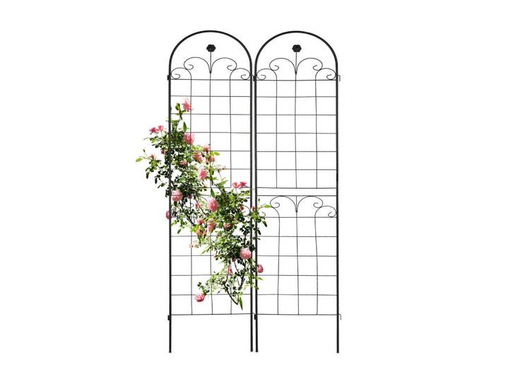 Relaxdays Rankgitter Schwarz 2er-Set Metall 180x50 cm, 50x180x1.5 cm, Dekoration, Gartendeko, Rankgitter
