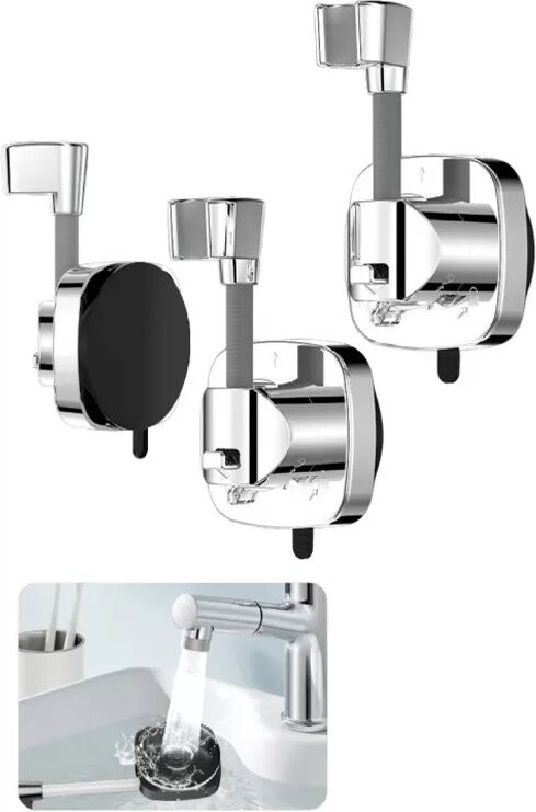 INF Duschkopfhalter mit Saugnapf – Ohne Bohren, Verstellbar & Abnehmbar Silber