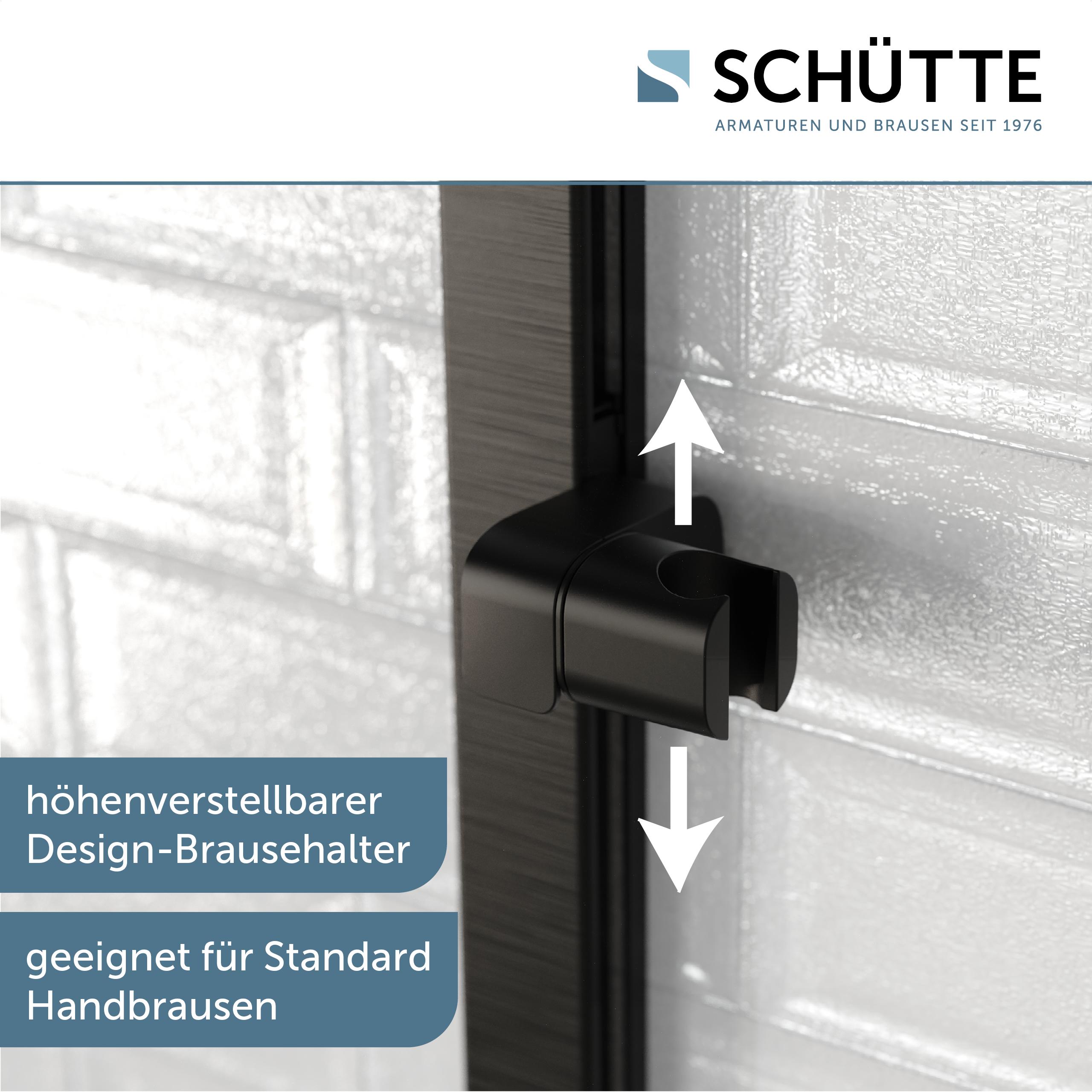 Duschstange SCHÜTTE "KARIBIK", schwarz (schwarz matt), B:10,5cm T:6,5cm, Alumimium, Duschkopfhalterungen, Duschstange, Hochwertige Brausestange mit Design-Brausehalter