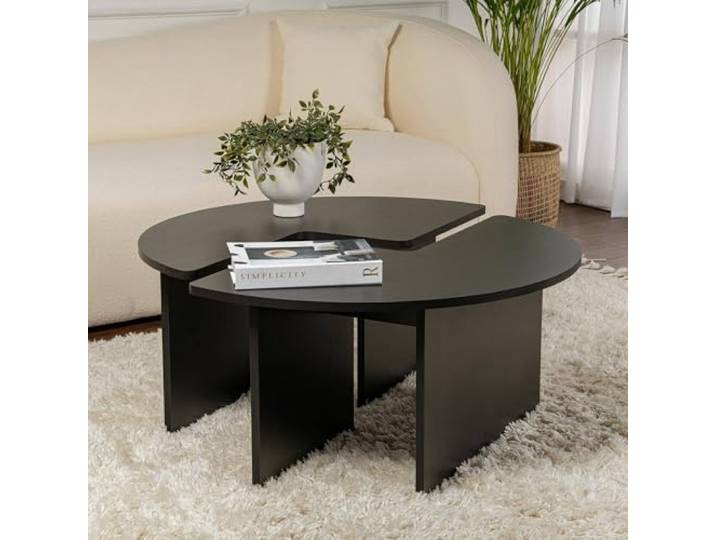 Dmora Couchtisch Codroipo 90x90x41cm Schwarz Rundform