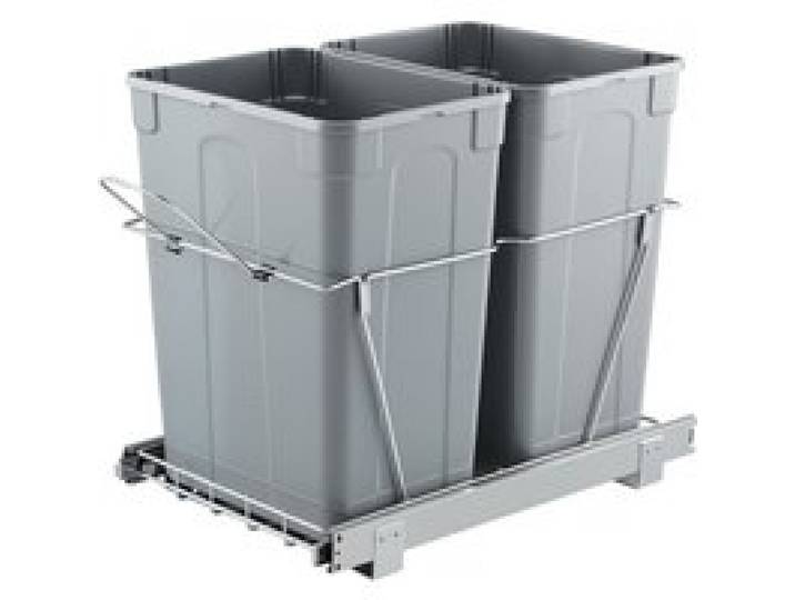 VEVOR ausziehbarer Mülleimer (35 Qt + 35 Qt) für Küchenschränke, doppelter Mülleimer unter der Spüle, Müllbehälter für unter die Spüle, mit robustem Vollauszug-Schiebesystem aus Metall & Griff