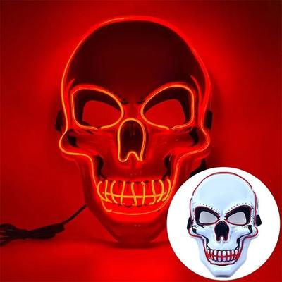 Combo Retail Shop Halloween Adult Purification Mask, LED Glowing Skull, Cold Light Mask, Terror Mask, Role Playing, Masquerade Ball red