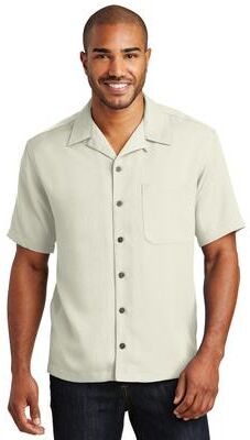 Port Authority S535 Easy Care Camp Shirt in Ivory size 3XL   Polyester/Rayon Blend