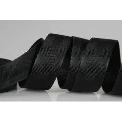 Sicherheitsgurt aus PES | 25 mm Breite | 25 m Rollenware | Hochfest und Reißfest | Schwarz