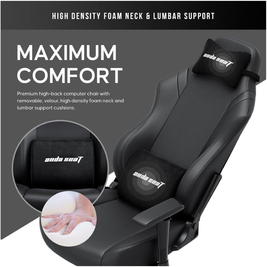 AndaSeat Luna Premium Large Gaming Chair - Black PVC Leather