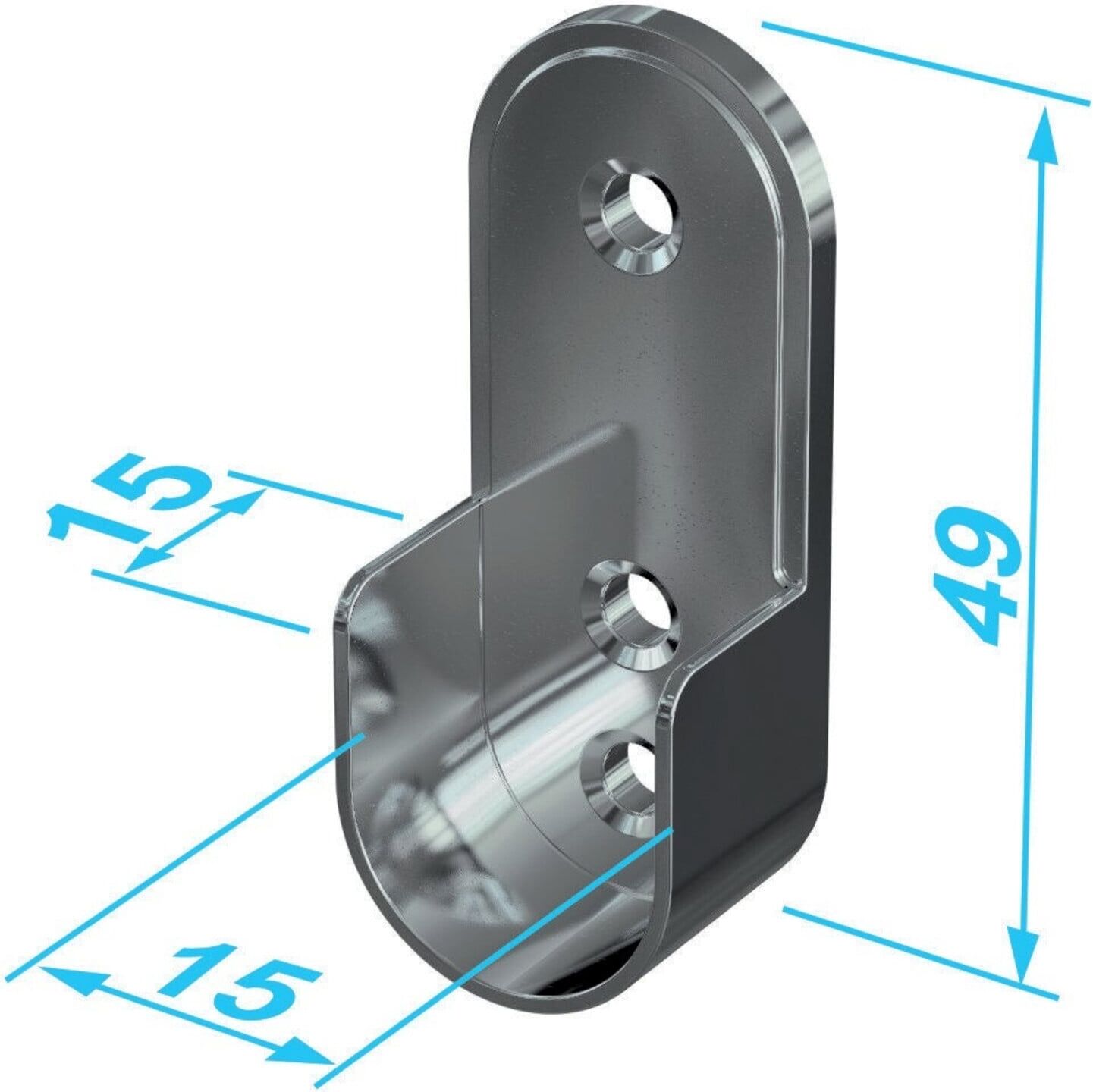 P&G; Schrankrohr-Lager für Kleiderstange 30x15 mm vernickelt ; Pickhardt & Gerlach (11121)