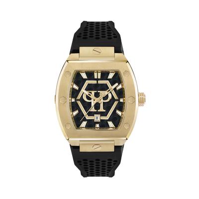 Luxusuhr PHILIPP PLEIN "Hexagon", 0216, schwarz, gold, Armbanduhren, Herren