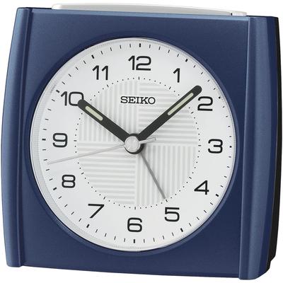 Quarzwecker SEIKO, blau (blau, weiß), Wecker, Wecker, Beleuchtung, Piepalarm, Schlafzimmer, Leuchtzeiger