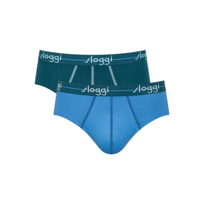 Slip SLOGGI "Slip Start midi C2P box 2er Pack", Herren, Gr. XXL, blau, Obermaterial: 96% Baumwolle CO. 4% Elasthan EL., Unterhosen Slip