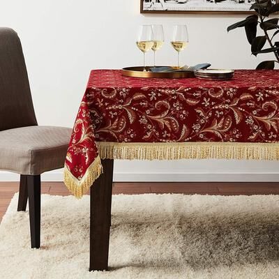 Violet Linen Luxury Damask Floral Pattern Tablecloth