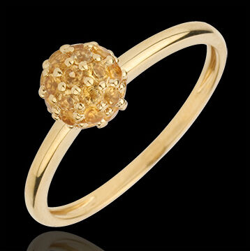 Edenly Ring Paradiesvogel - Kugel - Gelbgold und gelber Citrin