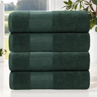 Superior Larissa Cotton Embroidered Geometric Border Bath Towel Set of 4