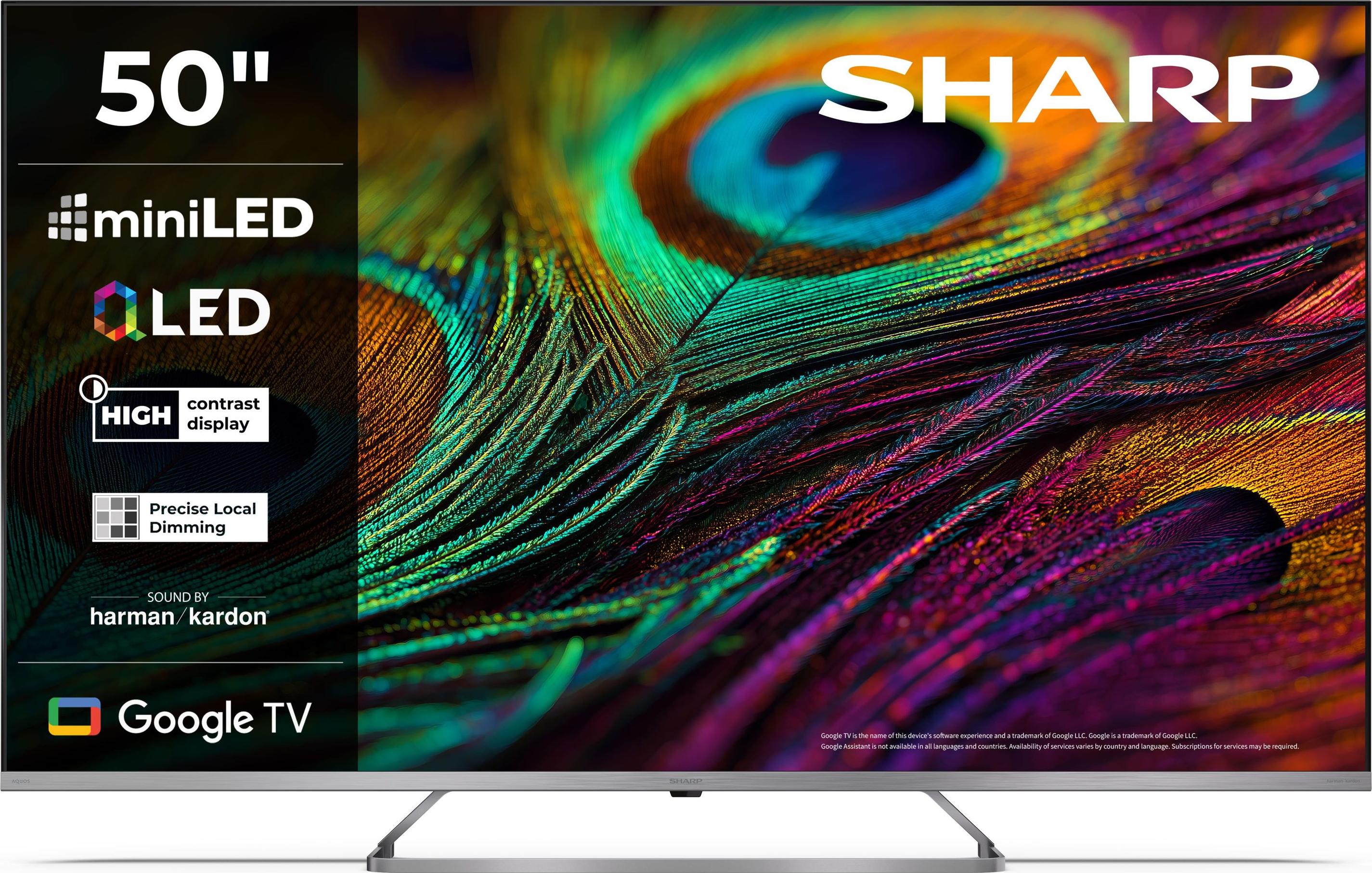 Sharp 50JP7265E Smart TV 50 Zoll 4K MiniLED QLED Google TV HDR Dolby Vision Harman Kardon DVB-T2 Schwarz