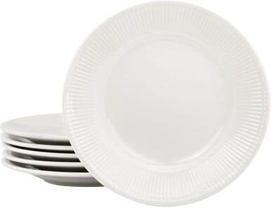Elama 6 Piece Round Stoneware Salad Plate Set in White