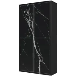 easyOffice Rollladenschrank Motiv schwarzer Marmor silber, 110x204x41.5 cm