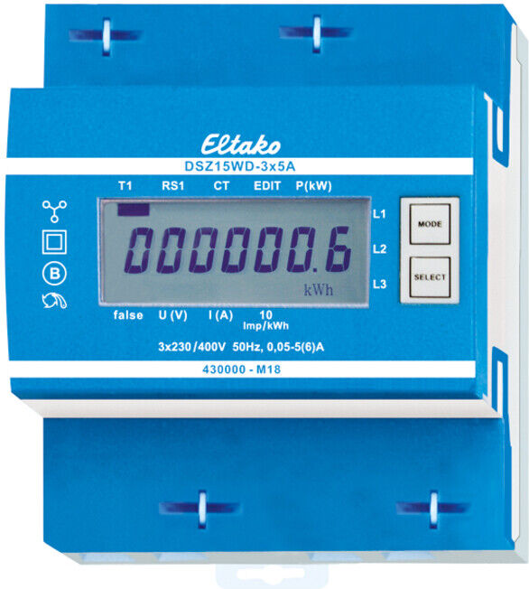 Eltako Compteur de courant triphasé convertisseur MID DSZ15WD-3x5A (28305015)