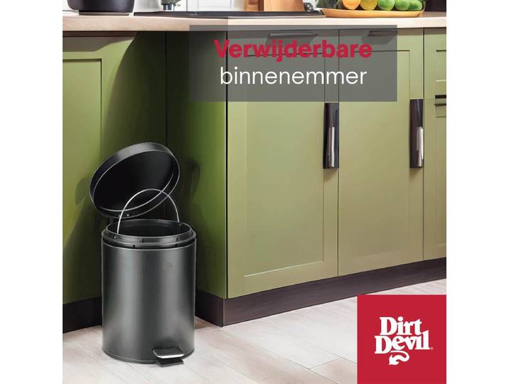 Dirt Devil Pedaalemmer 5 Liter - Prullenbak Badkamer - RVS - Zwart