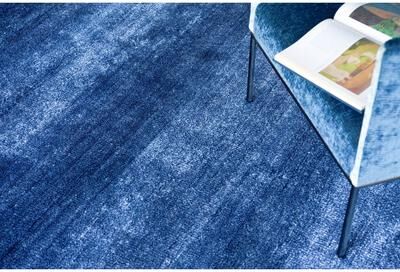 Exquisite Rugs Plush Hand-Knotted Bamboo Silk/New Zealand Wool Navy Area Rug.