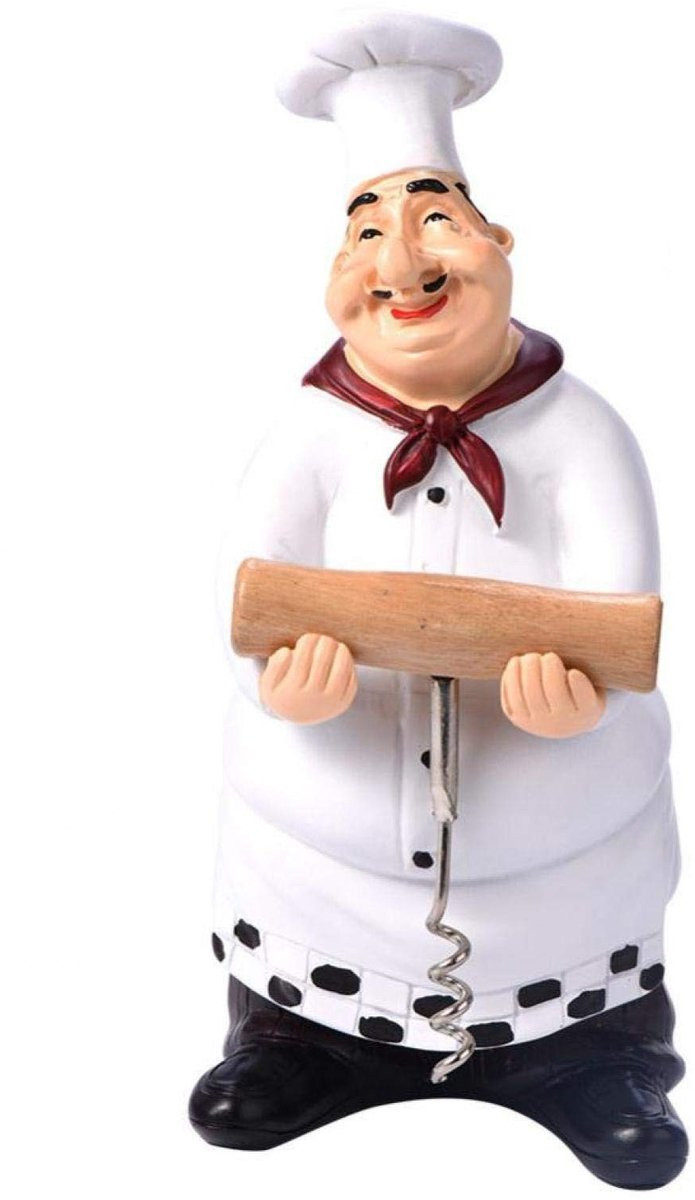 Solidchoice - Houten Keuken Decoratie Chef Beeldje voor op tafel